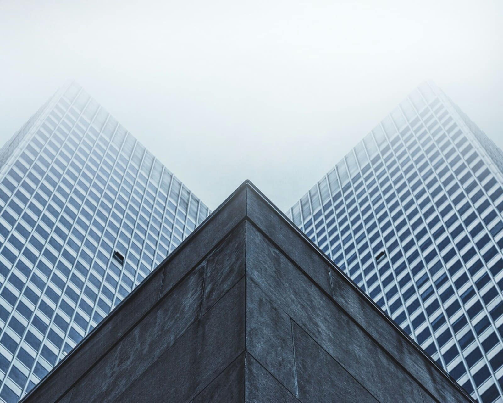 Towers vanishing into fog